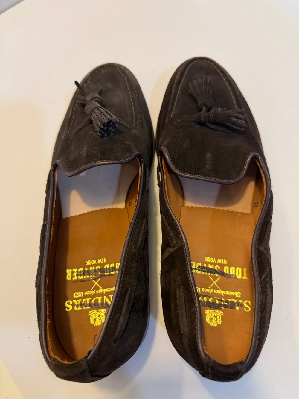 Todd Snyder X Sanders Men's Tassel Loafers in Dark Brown Suede Sz 10.  Tub8